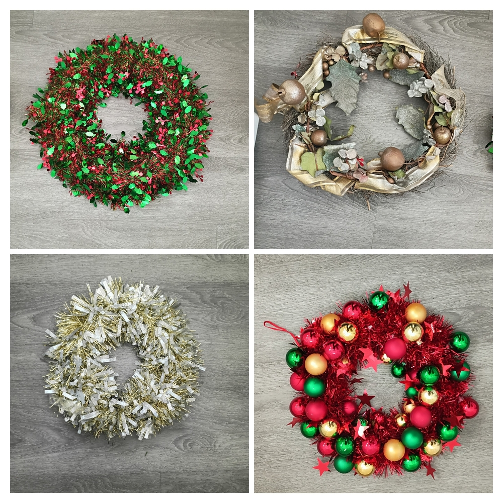 Festive Holiday Wreath Set - Red, Green, Gold, Silver